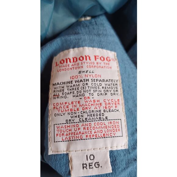 VTG London Fog Teal Blue Trench Coat Women's Size 10 Regular, Longline Raincoat - Picture 8 of 8